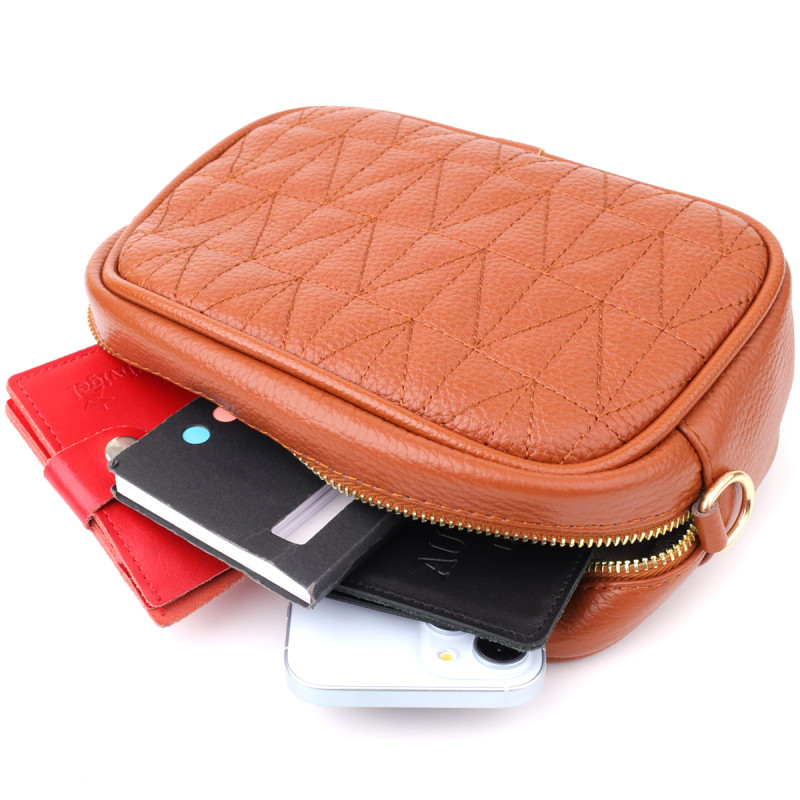 Стеганая сумка для женщин из натуральной кожи Vintage Рыжий