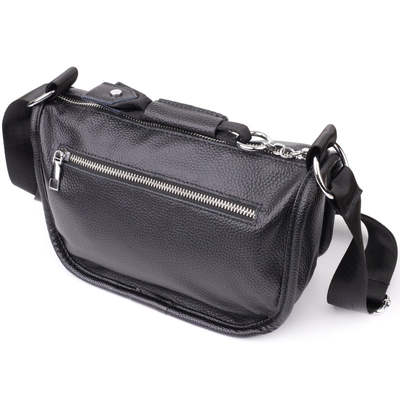 Полукруглая сумка для женщин из натуральной кожи Vintage Черный