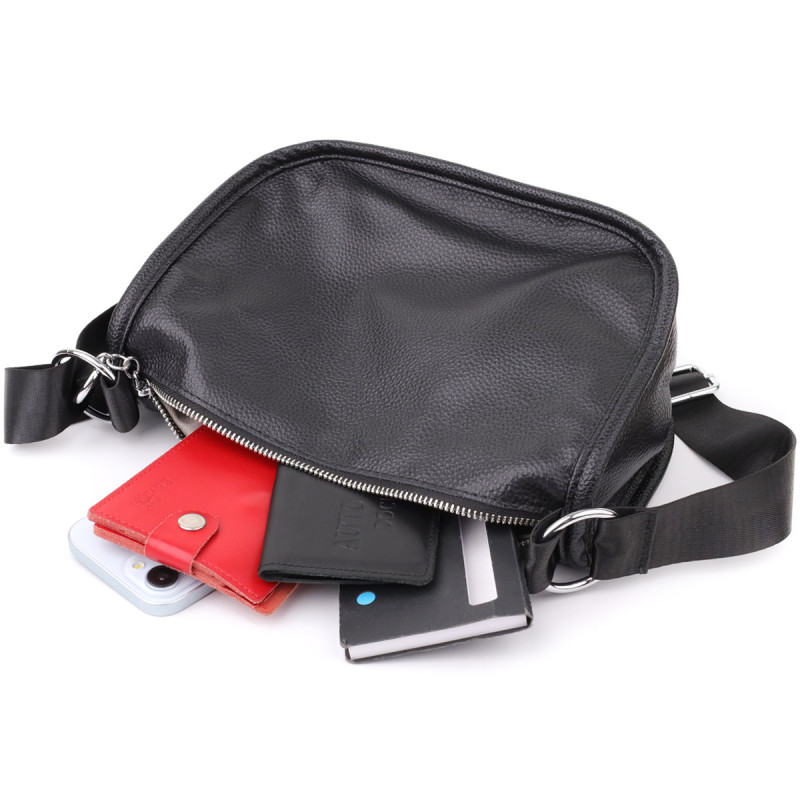 Полукруглая сумка для женщин из натуральной кожи Vintage Черный