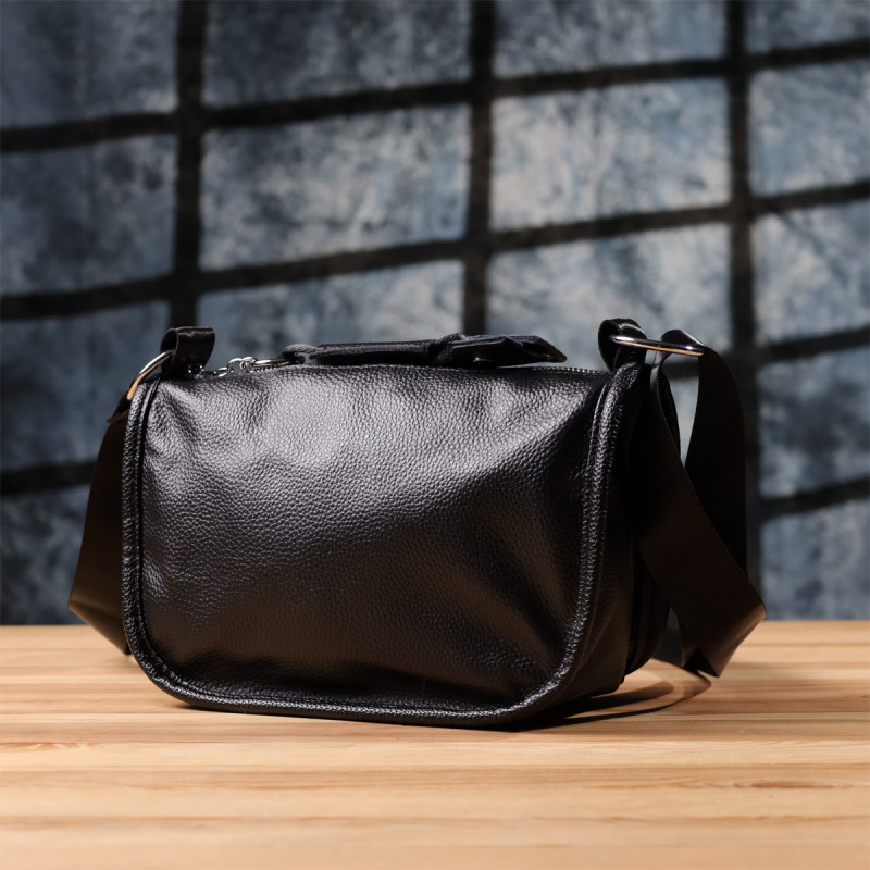 Полукруглая сумка для женщин из натуральной кожи Vintage Черный