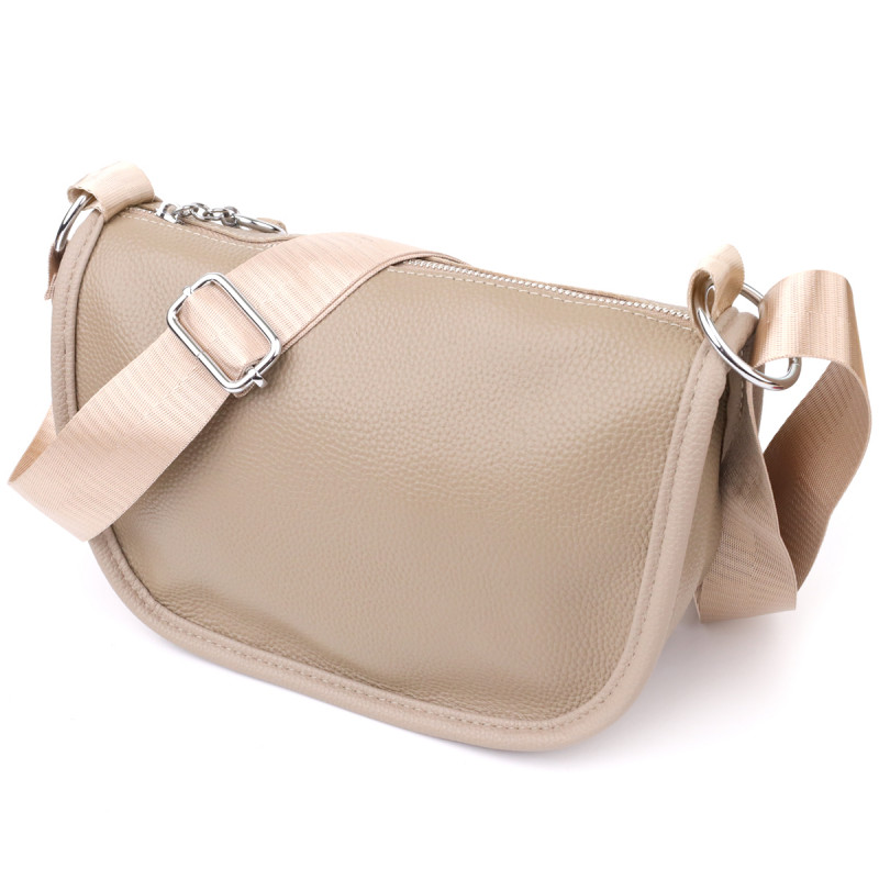 Напівкругла сумка для жінок з натуральної шкіри Vintage Бежевий