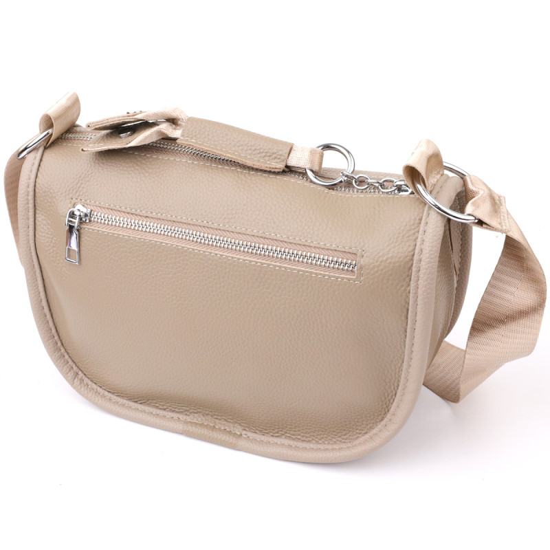 Напівкругла сумка для жінок з натуральної шкіри Vintage Бежевий