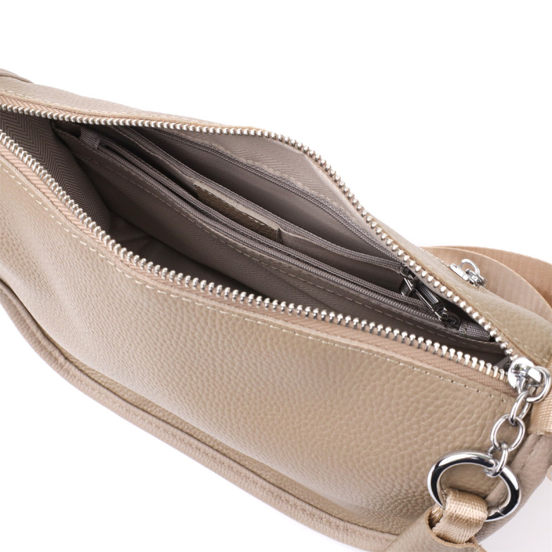 Полукруглая сумка для женщин из натуральной кожи Vintage Бежевый