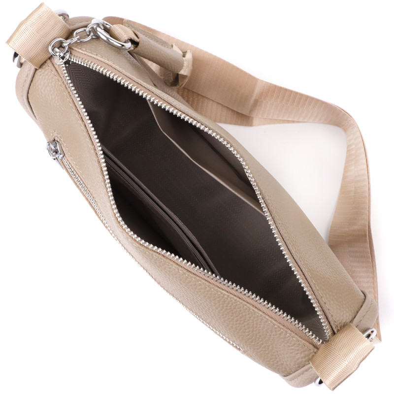 Полукруглая сумка для женщин из натуральной кожи Vintage Бежевый