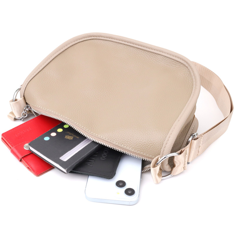 Полукруглая сумка для женщин из натуральной кожи Vintage Бежевый