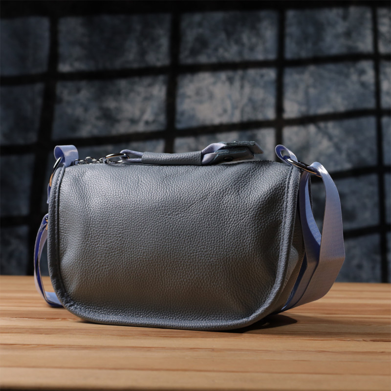 Напівкругла сумка для жінок з натуральної шкіри Vintage Сіро-блакитний