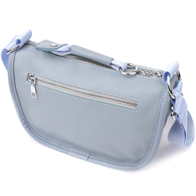 Напівкругла сумка для жінок з натуральної шкіри Vintage Сіро-блакитний