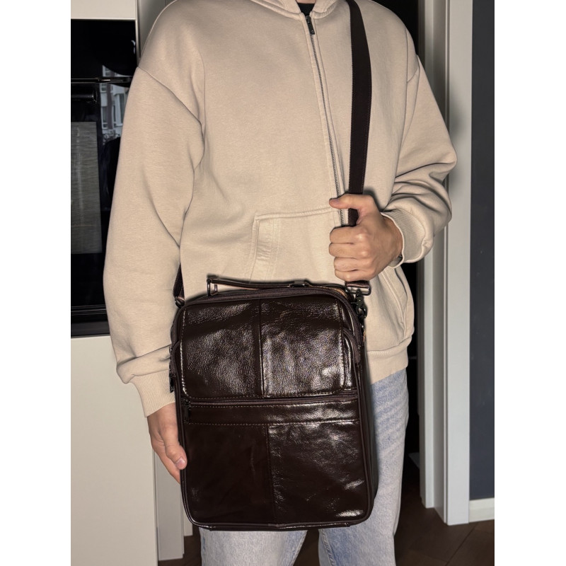 Ділова чоловіча сумка з натуральної шкіри Vintage Коричневий