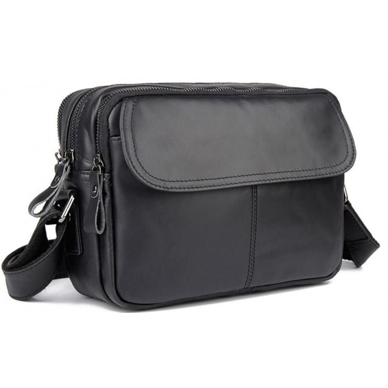 Сумка Vintage из натуральной кожи зернистая Черная