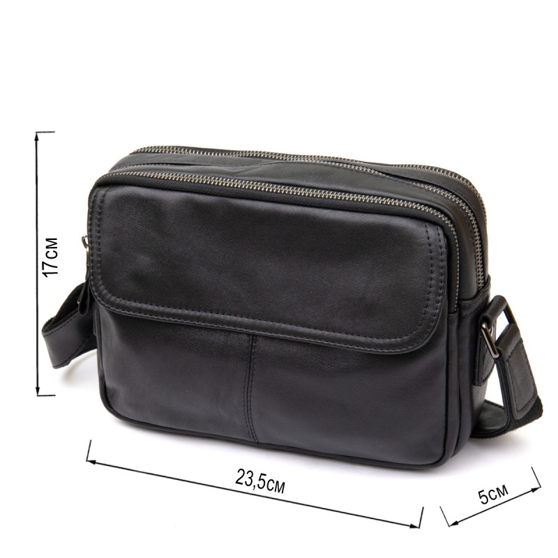 Сумка Vintage из натуральной кожи зернистая Черная