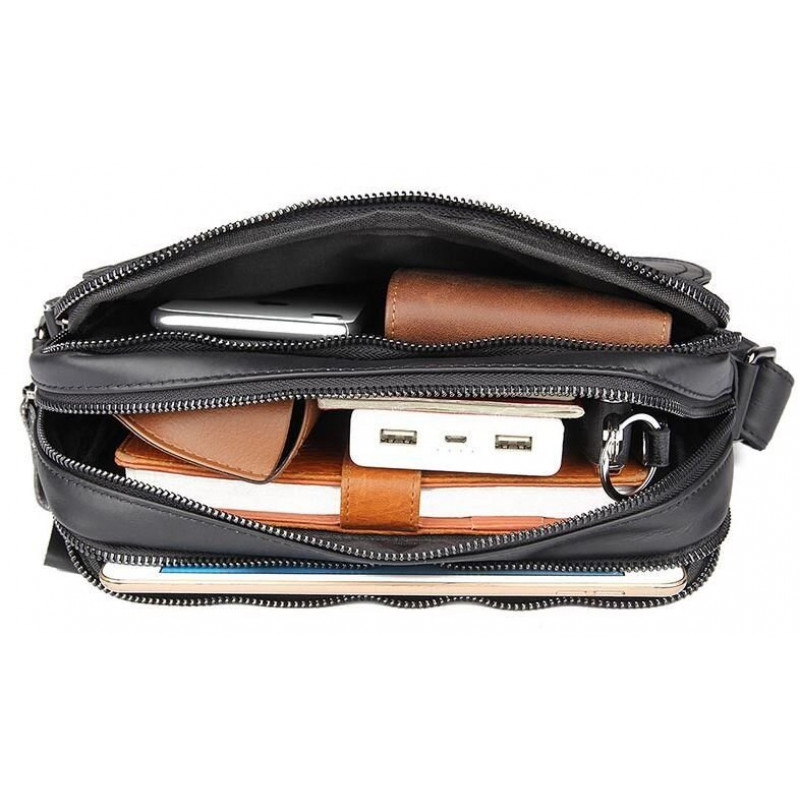 Сумка Vintage из натуральной кожи зернистая Черная