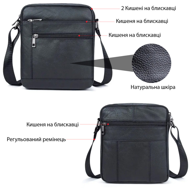 Сумка чоловіча флотар Vintage Чорна