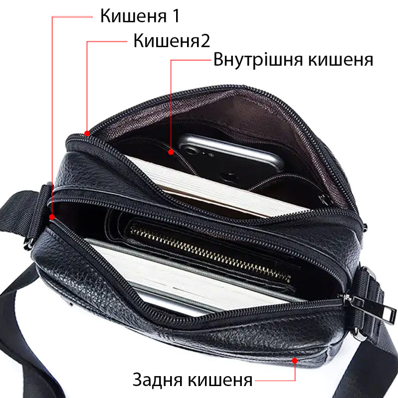 Сумка чоловіча флотар Vintage Чорна