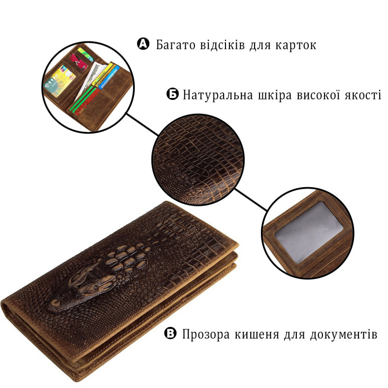 Купюрник мужской Vintage кожаный Коричневый