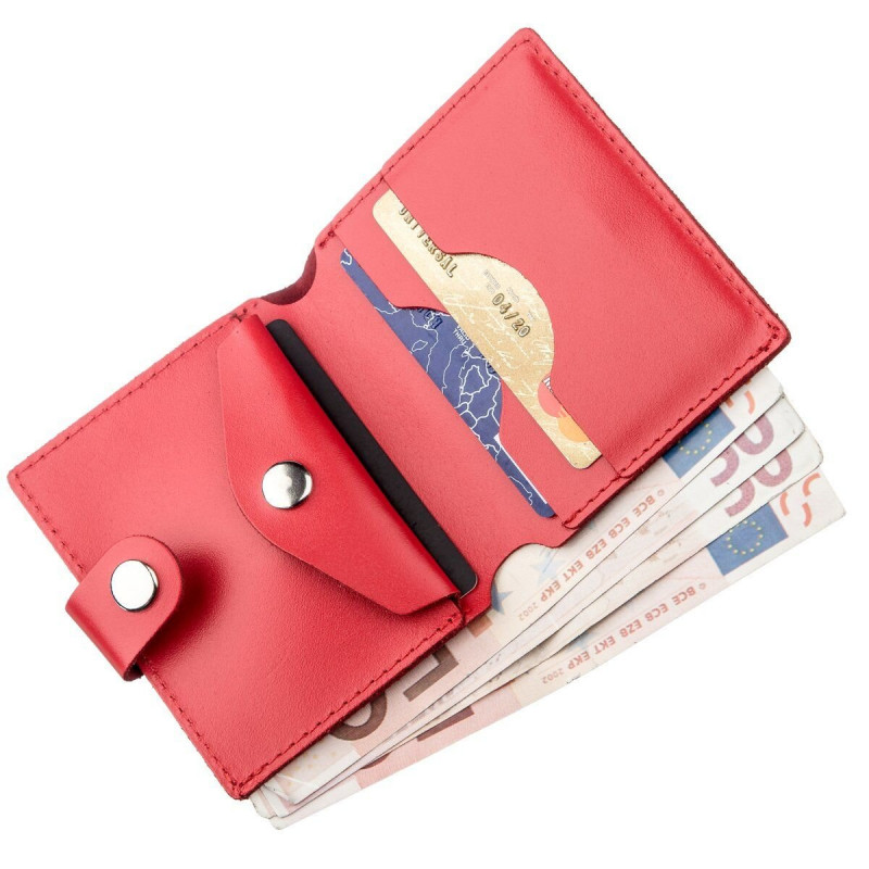 Портмоне вертикальное женское кожаное с монетницей SHVIGEL Красное