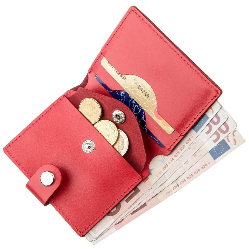 Портмоне вертикальное женское кожаное с монетницей SHVIGEL Красное