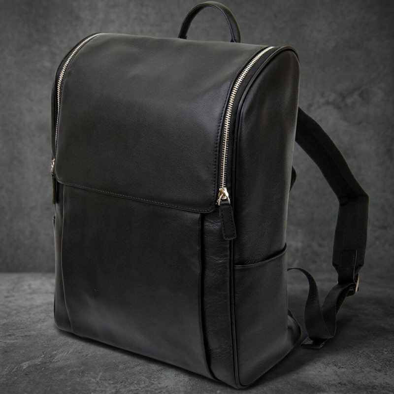 Кожаный рюкзак для ноутбука работы учебы и города Vintage Черный