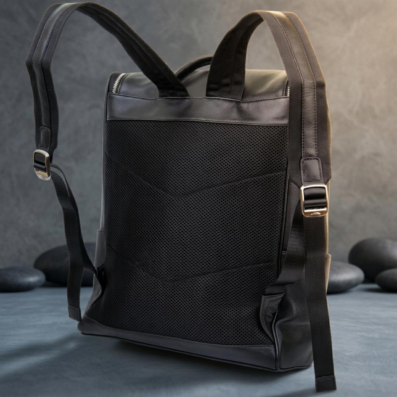 Кожаный рюкзак для ноутбука работы учебы и города Vintage Черный