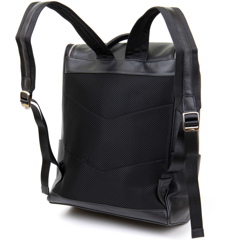 Кожаный рюкзак для ноутбука работы учебы и города Vintage Черный
