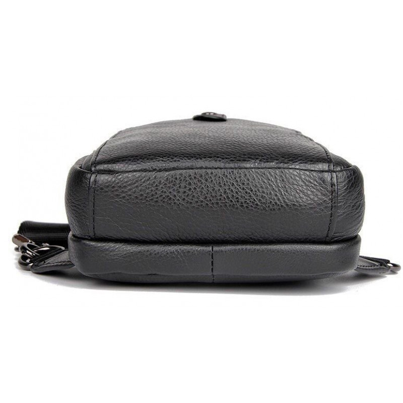 Сумка чоловіча шкіряна в зернистої шкірі через плече Vintage Чорна