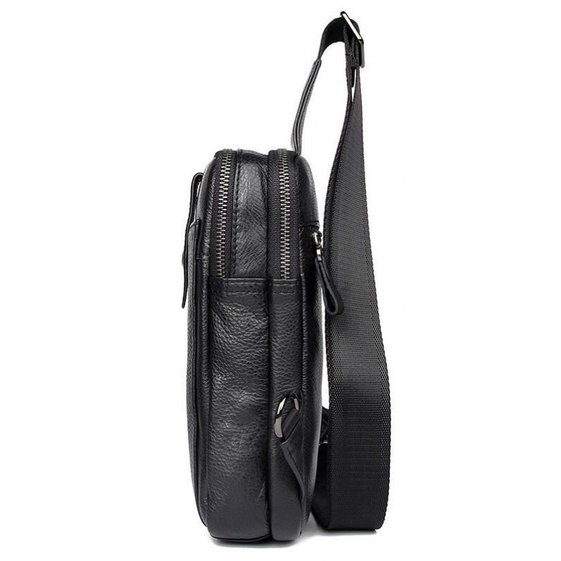 Сумка чоловіча шкіряна в зернистої шкірі через плече Vintage Чорна