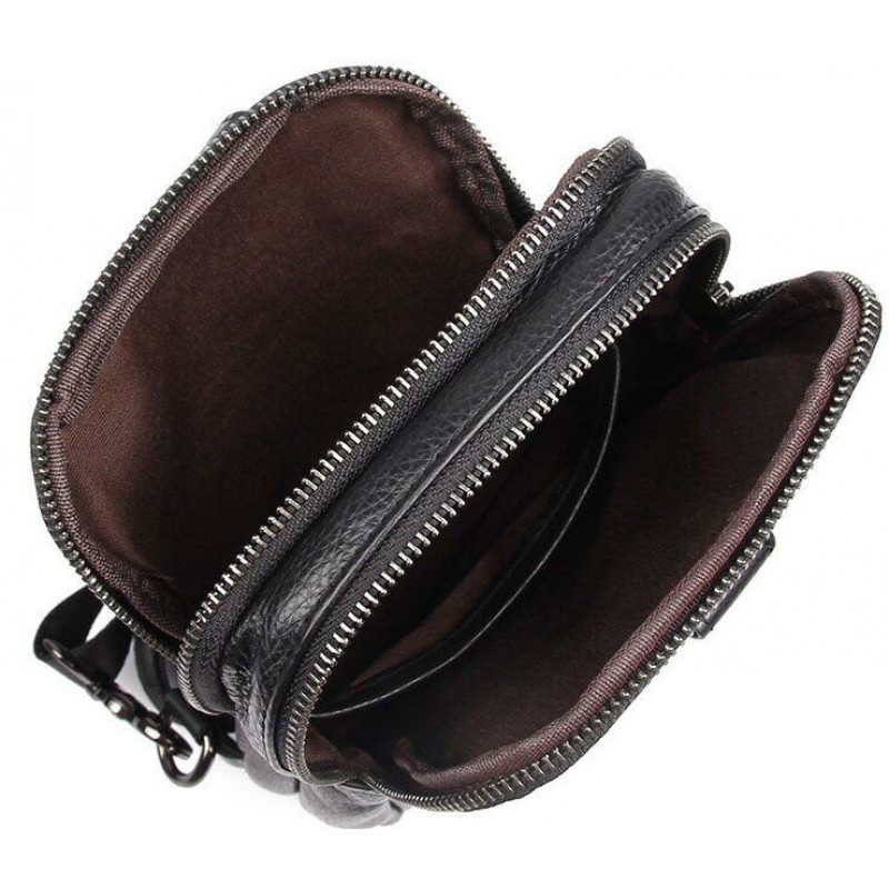 Сумка чоловіча шкіряна в зернистої шкірі через плече Vintage Чорна