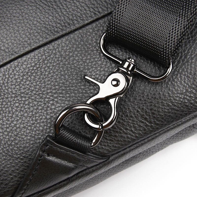 Сумка чоловіча шкіряна в зернистої шкірі через плече Vintage Чорна