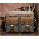 Сумка-портфель мужская текстильная с кожаными вставками Vintage Cерая