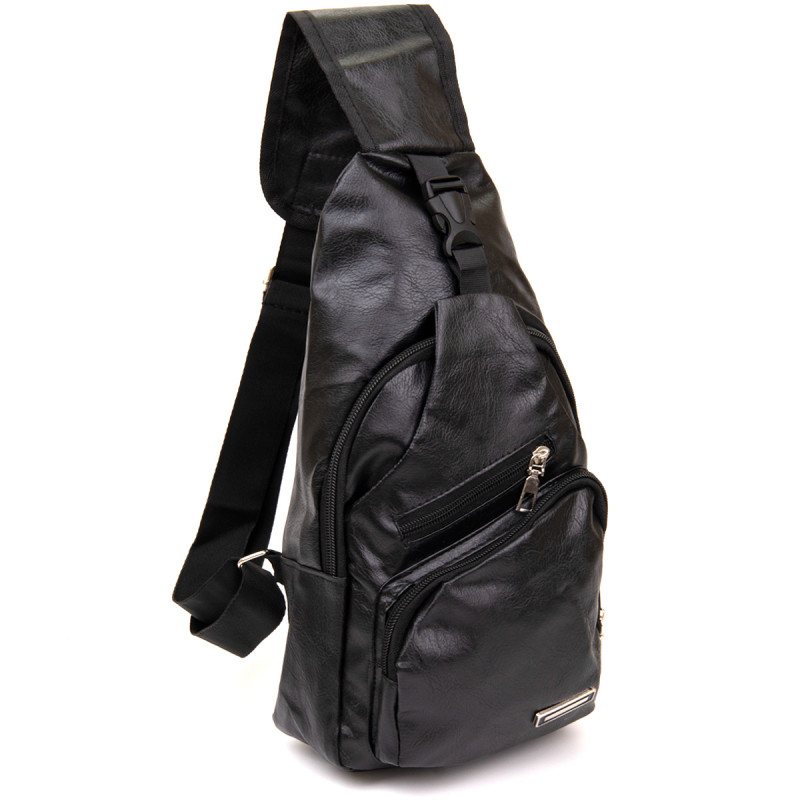 Сумка крос боді з емблемою зі шкірозамінника Vintage Чорна