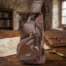 Чоловіча сумка крос боді з екошкіри для документів та міста Vintage Коричнева