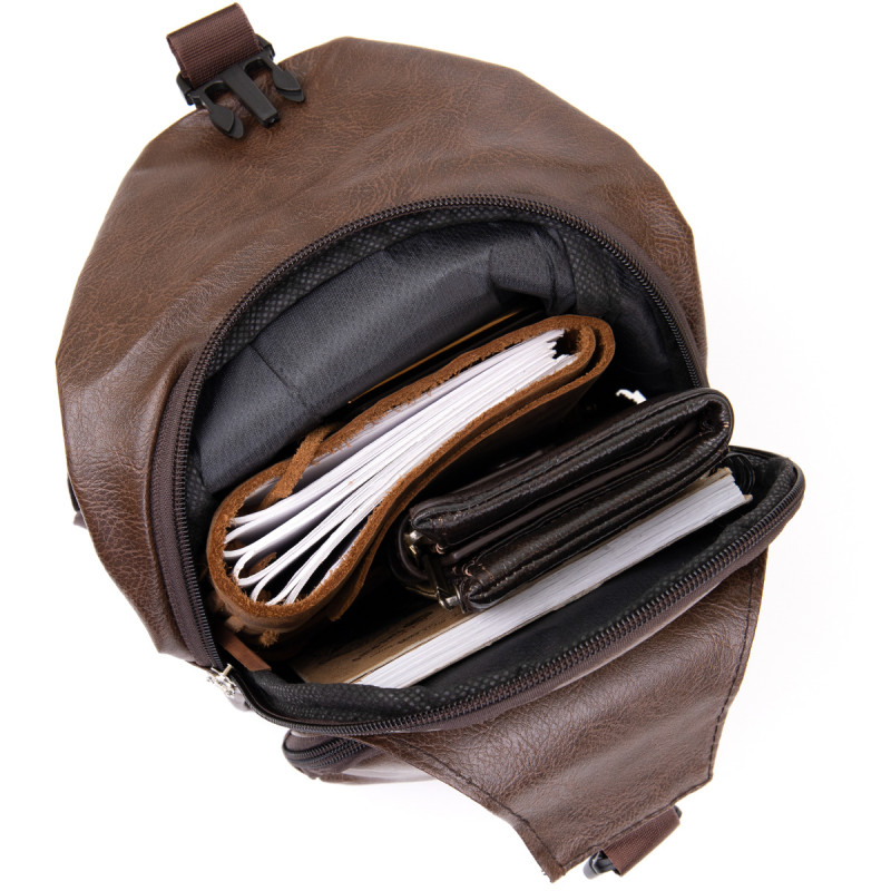 Чоловіча сумка крос боді з екошкіри для документів та міста Vintage Коричнева