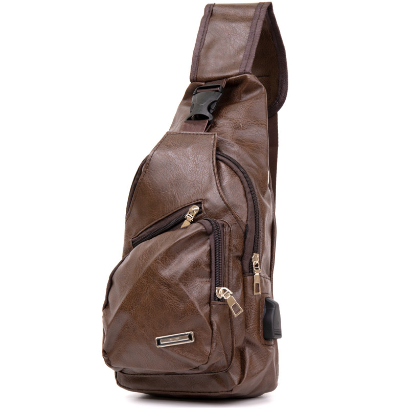 Сумка крос боді з емблемою зі шкірозамінника Vintage Коричнева