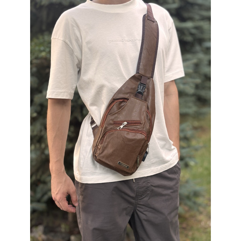 Сумка крос боді з емблемою зі шкірозамінника Vintage Руда