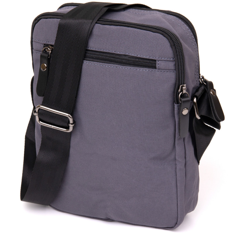 Универсальная текстильная мужская сумка на два отделения Vintage Графитовая