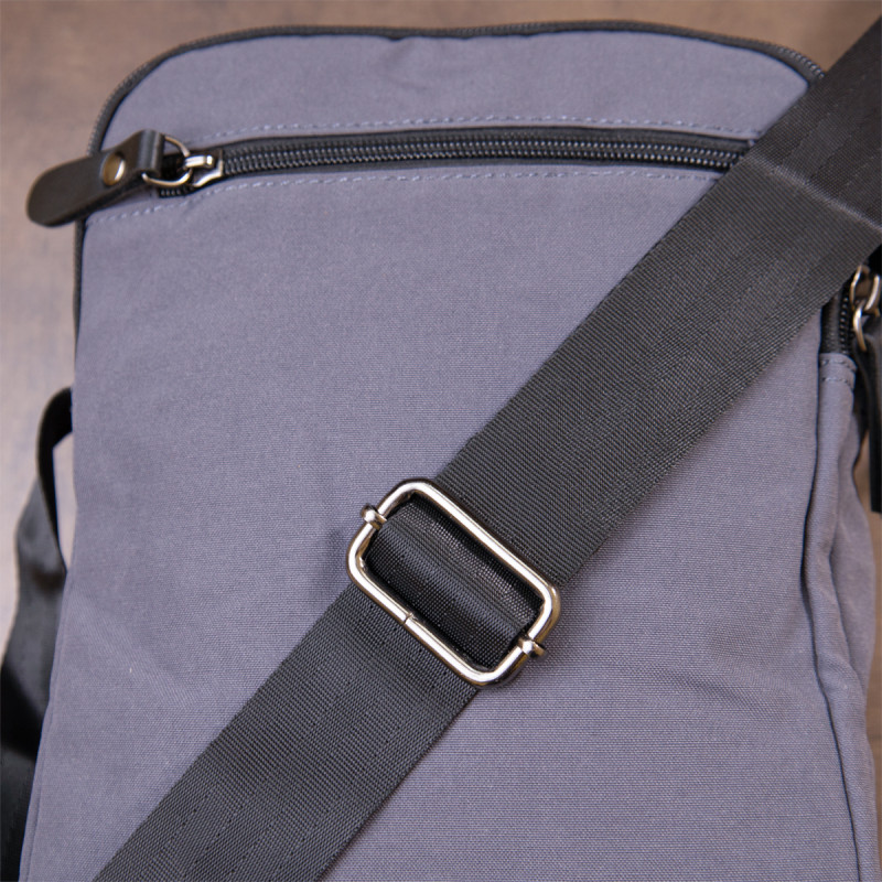 Универсальная текстильная мужская сумка на два отделения Vintage Графитовая