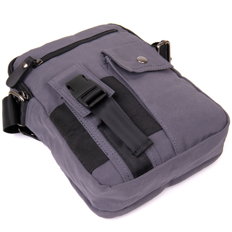 Универсальная текстильная мужская сумка на два отделения Vintage Графитовая