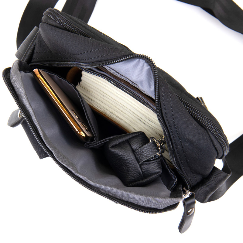 Универсальная текстильная мужская сумка на два отделения Vintage Черная