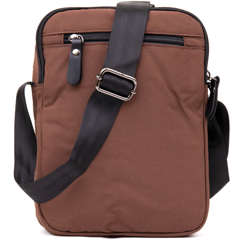 Универсальная текстильная мужская сумка на два отделения Vintage Коричневая