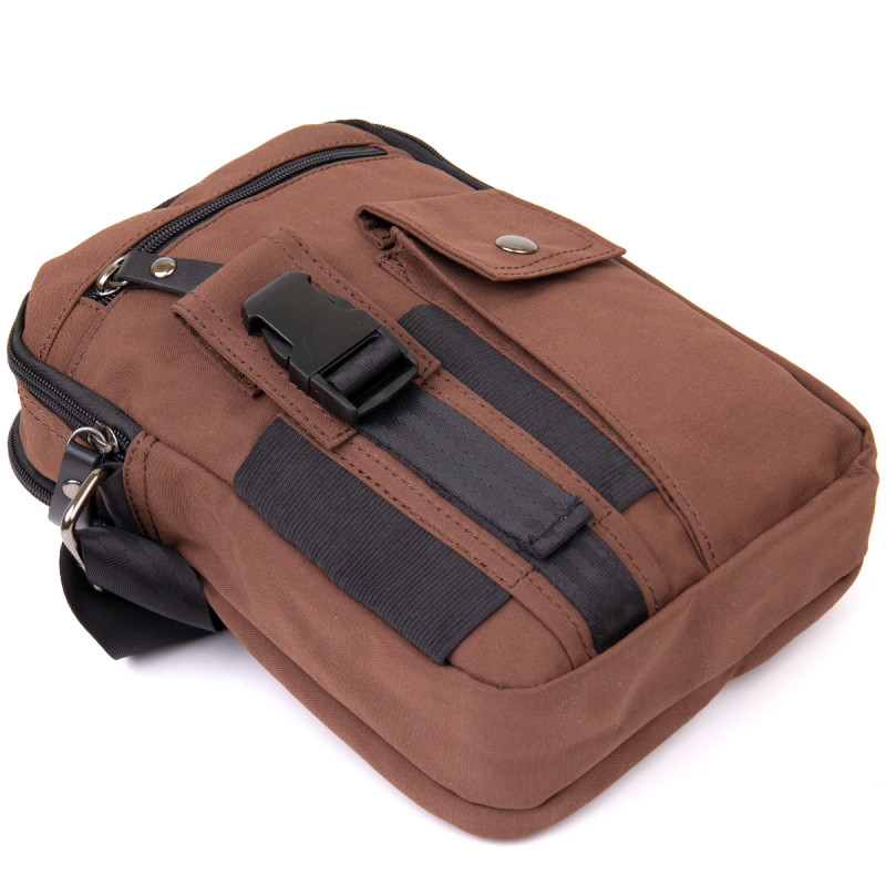 Универсальная текстильная мужская сумка на два отделения Vintage Коричневая