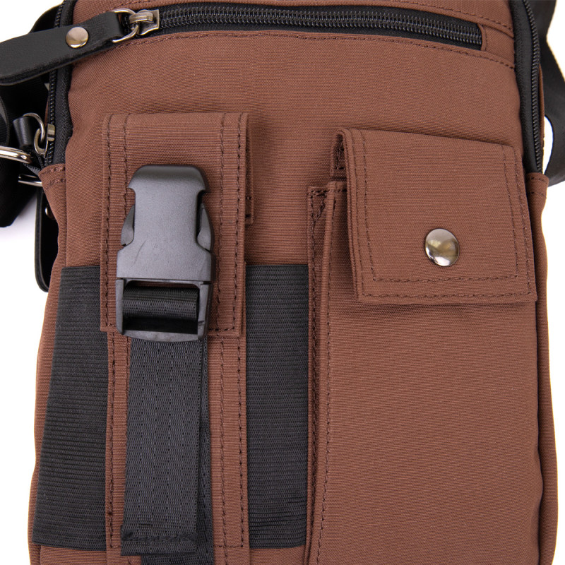 Универсальная текстильная мужская сумка на два отделения Vintage Коричневая