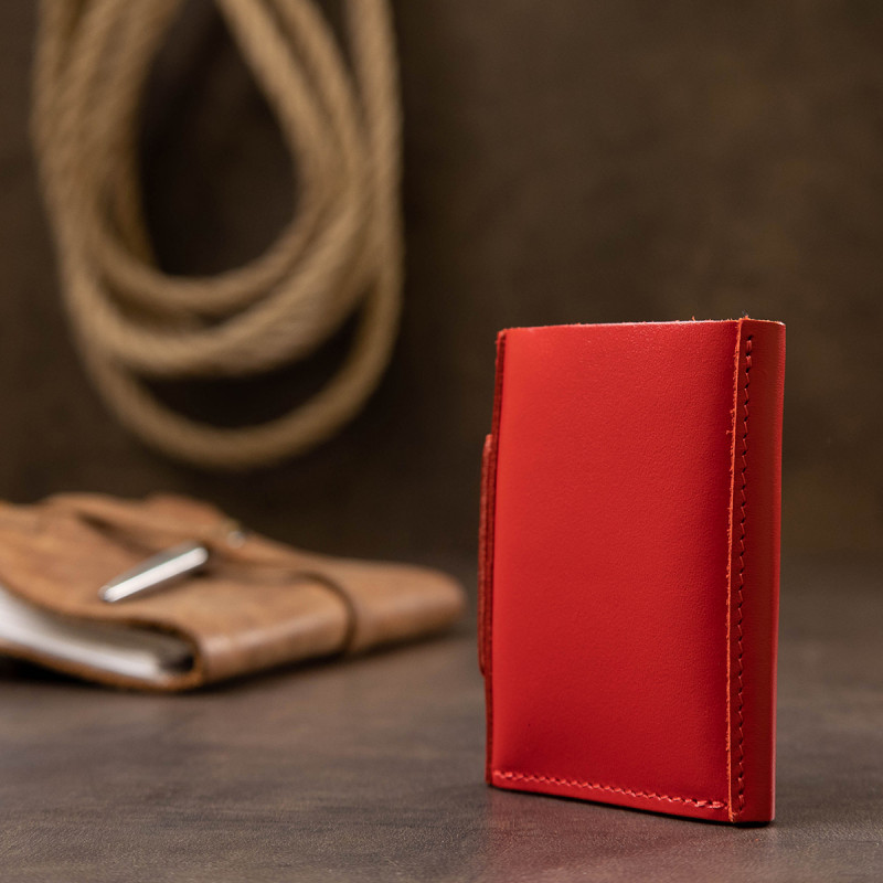 Компактне жіноче портмоне в три складання GRANDE PELLE Червоний