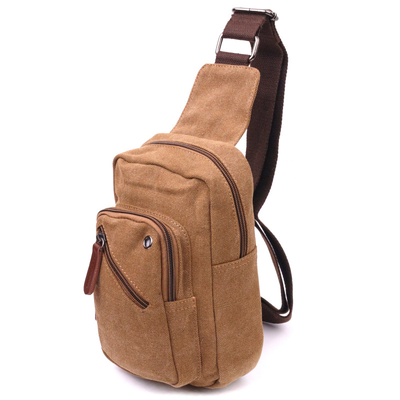 Практичная мужская сумка через плечо текстильная Vintage Коричневая