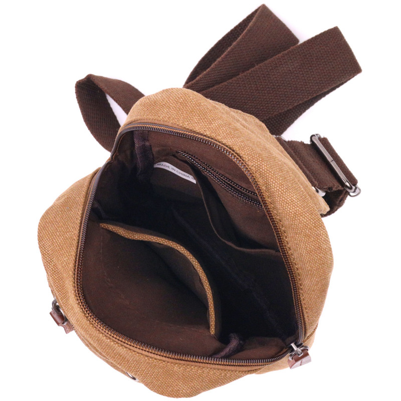 Практичная мужская сумка через плечо текстильная Vintage Коричневая