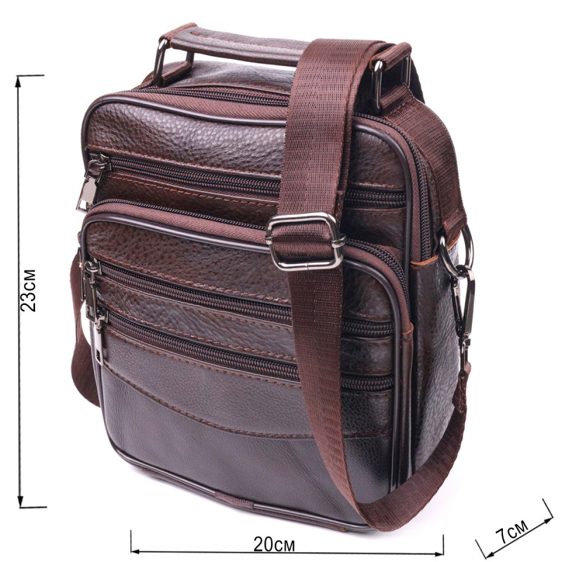 Практичная мужская сумка кожаная Vintage Коричневая