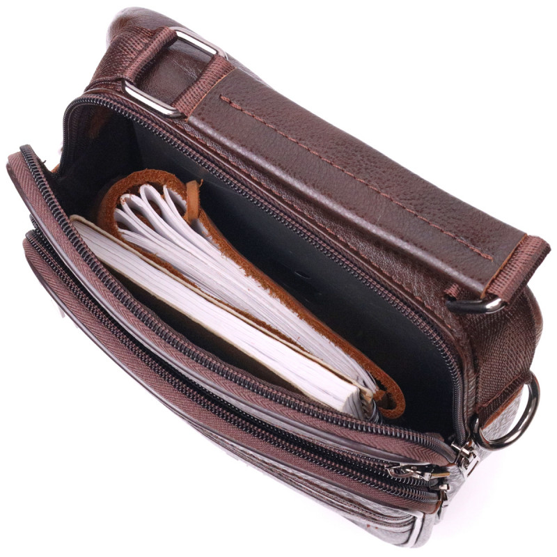 Практичная мужская сумка кожаная Vintage Коричневая