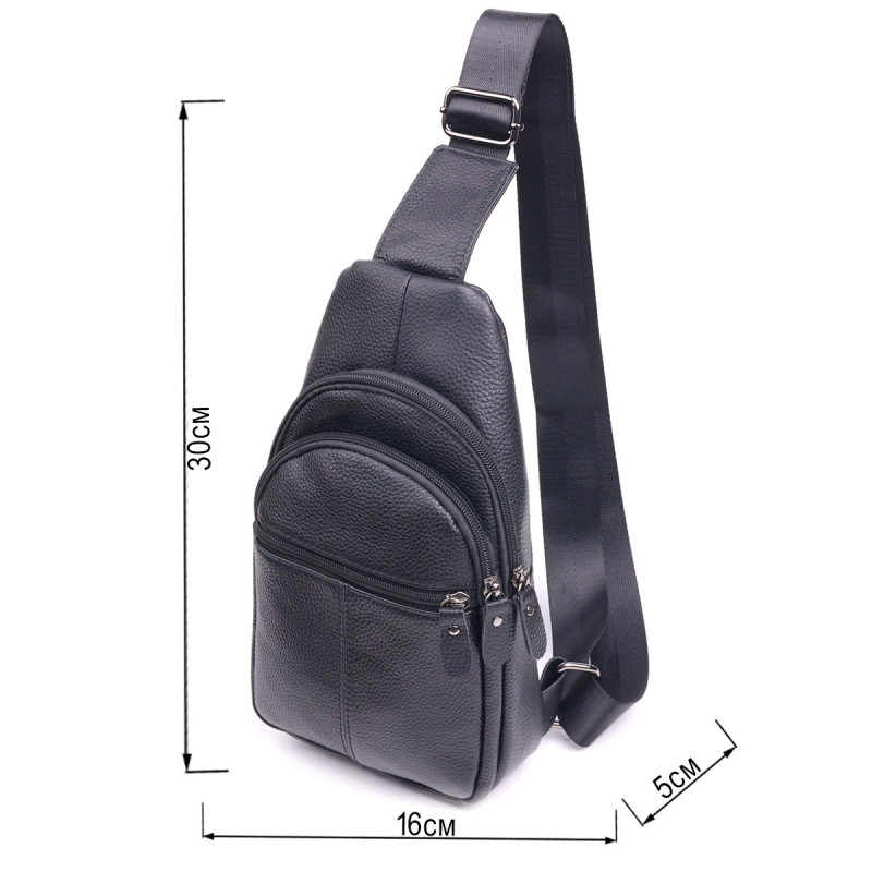 Современная мужская сумка через плечо из натуральной кожи Vintage Черная