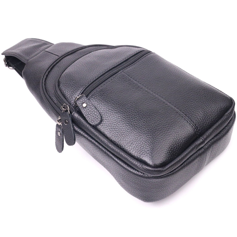 Современная мужская сумка через плечо из натуральной кожи Vintage Черная