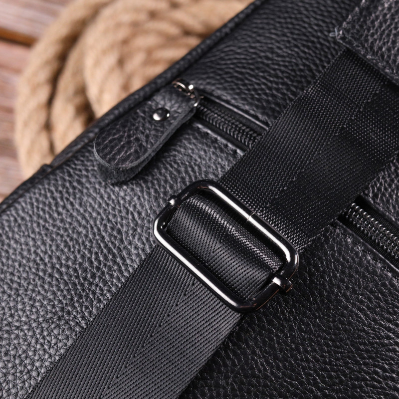 Современная мужская сумка через плечо из натуральной кожи Vintage Черная