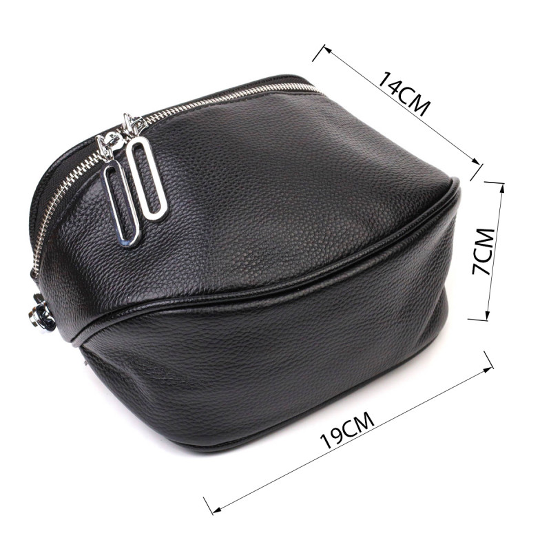 Напівкругла сумка через плече з натуральної шкіри Vintage Чорна