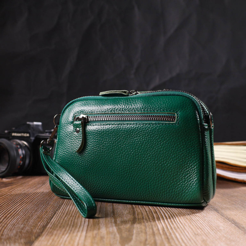 Сумка-клатч в оригинальном дизайне из натуральной кожи Vintage Зеленая